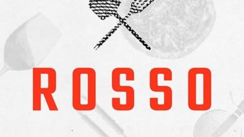 On a gray background, the word “Rosso” in red text